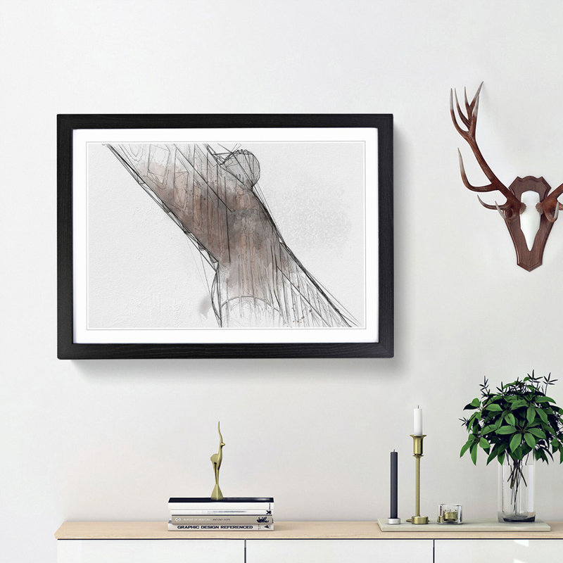 The Angel of the North in Gateshead in Abstract - Framed Print, 48cm H x 65cm W x 2cm D, Black Framed