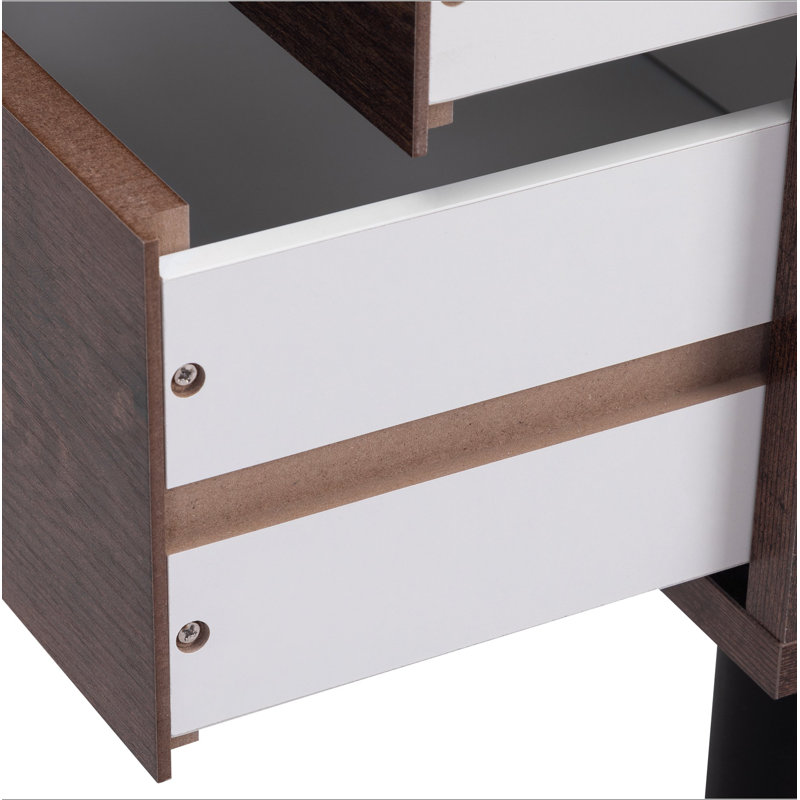 Table de chevet avec 2 tiroirs, tables de chevet avec pieds et rangement en bois massif, table de bout, table d'appoint, meubles de chevet pour chambre à coucher, salon