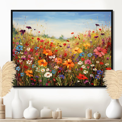 Colorful Wildflowers Meadow Blooms I Canvas Painting Print