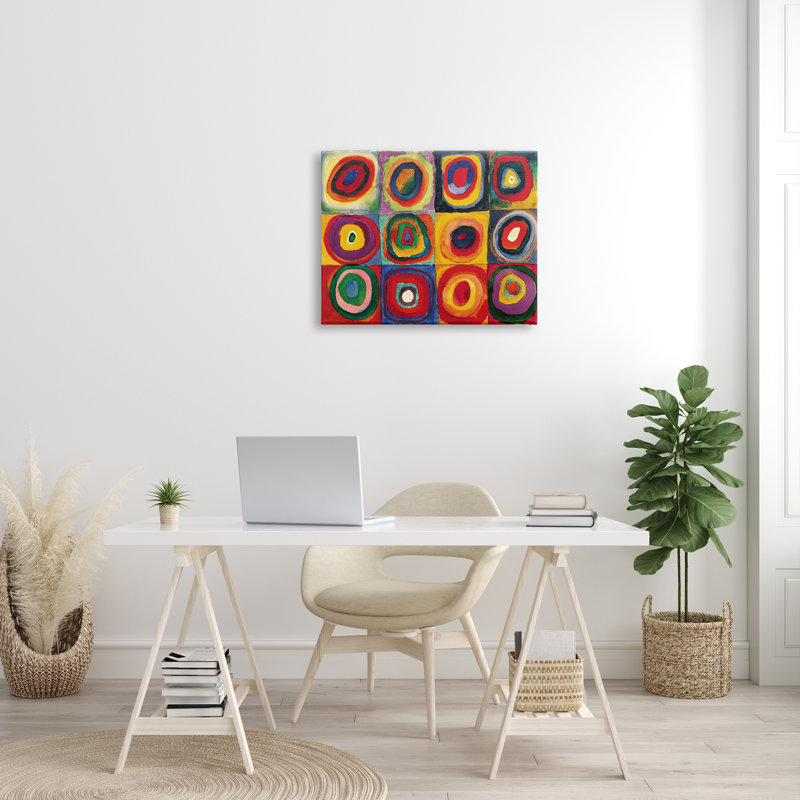 " Modern Circle Shapes Aligned Abstract Swirl Pattern " by Wassily Kandinsky Painting Print, Wrapped Canvas