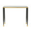 Large console moderne en verre glamour de 39,76 po avec bordure cannelée en métal Sorem et plateau en verre trempé Sorel