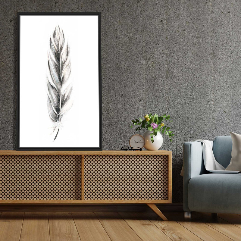 Plume fantaisie III - Peinture, L 27,5 po x H 43,5 po, Cadre noir