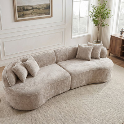 79.5'' 3-seater Boneless Upholstered Floor Sofa - Cozy Living Room Couch With 2 Included Pillows