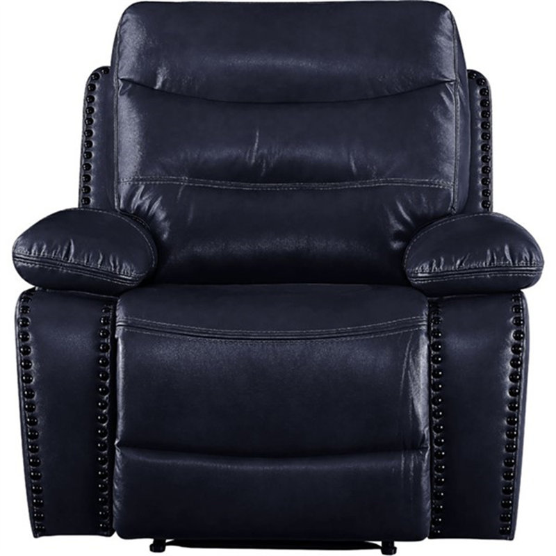 Fauteuil inclinable en cuir Nasra, Similicuir bleu marine, Courant