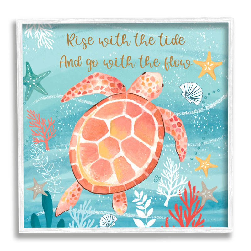 Go With The Flow, H 12 po x l 12 po x P 1,5 po, Giclée encadrée blanc bord de mer