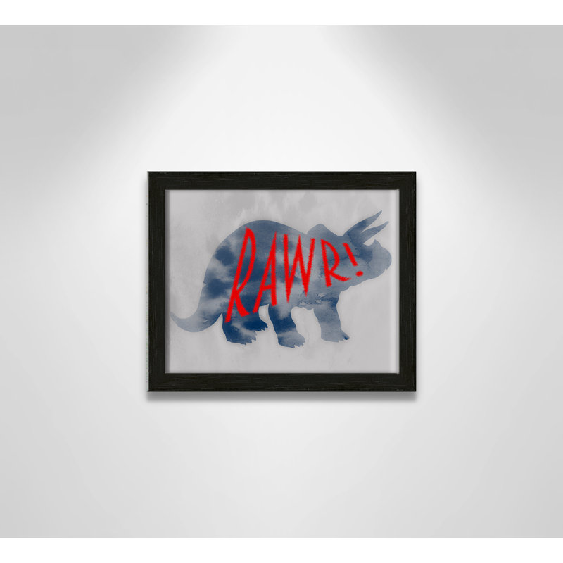 Dino Rawr Art, H 8 po x l 10 po x P 1,18 po, Cadre boîte à grain de bois noir
