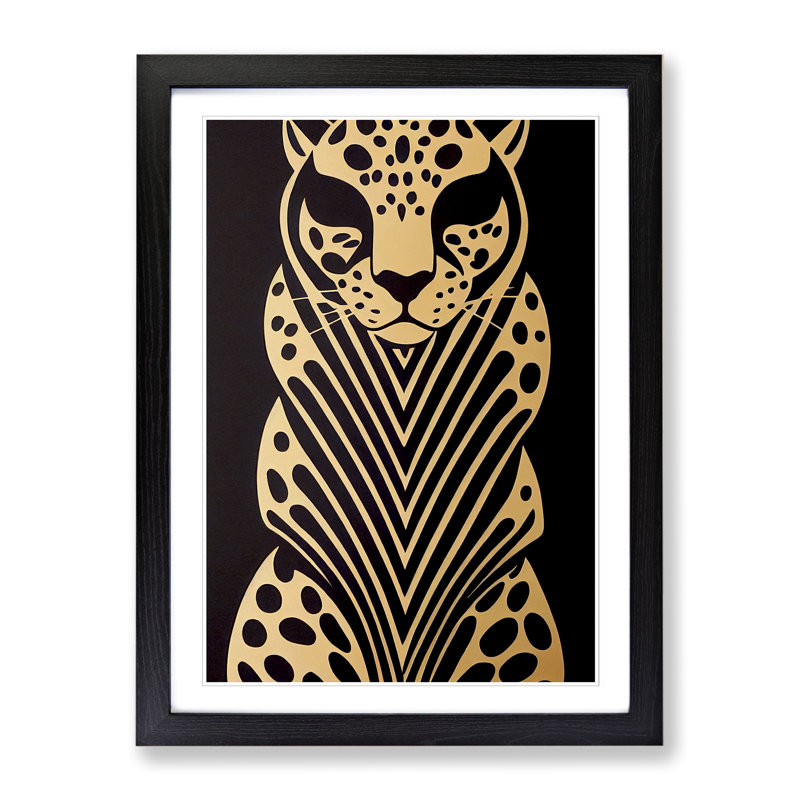 Leopard Art Deco Vol.1 - Framed Print, Black, 46cm H x 34cm W x 2cm D