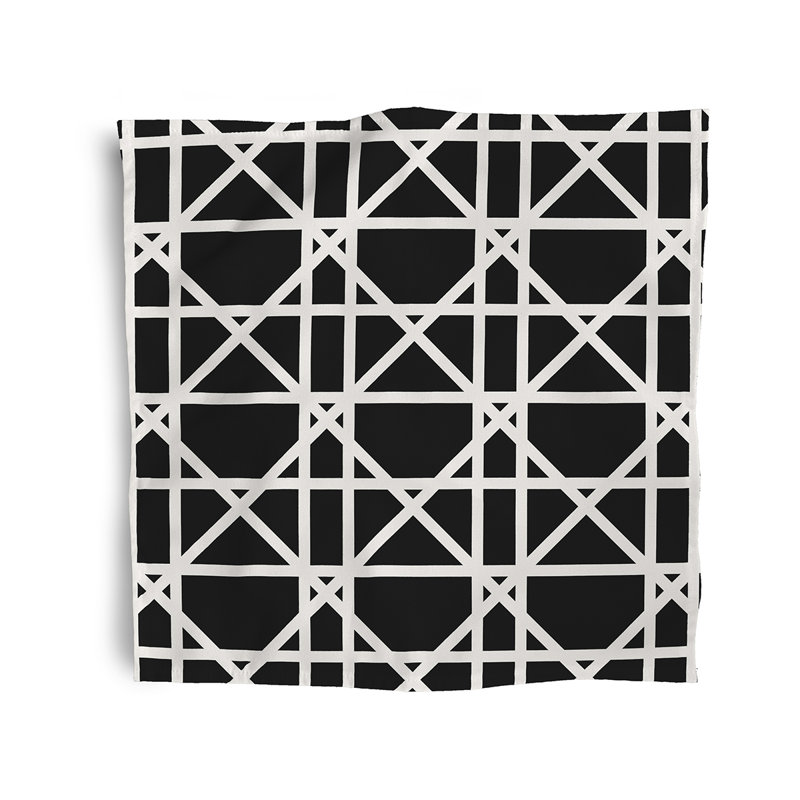 Lateshia Polyester Geometric Square Napkin, Black