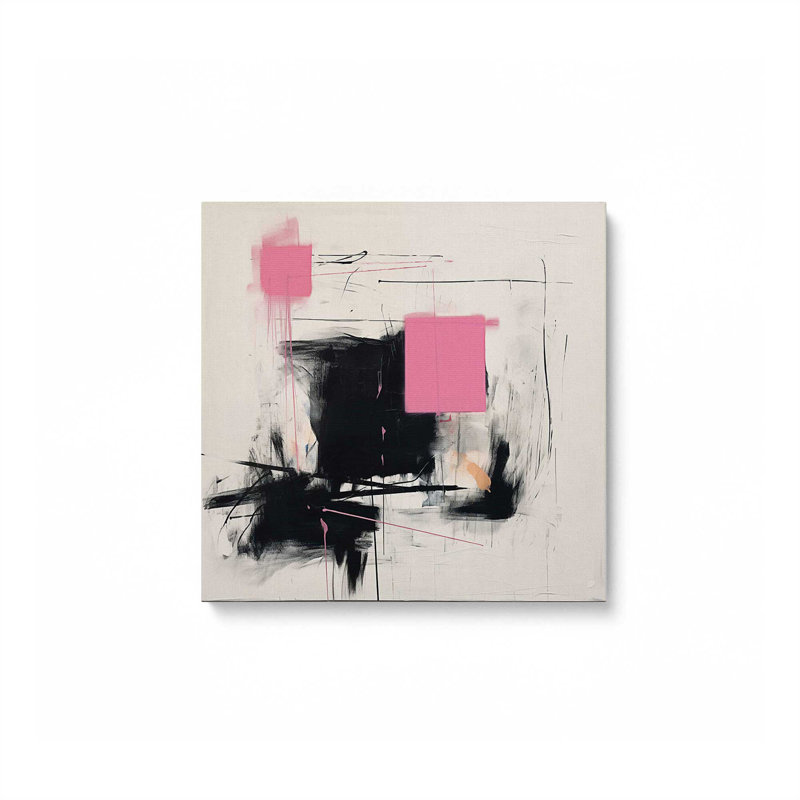 Graphite rose fusion V2 sur toile par Golden Glow Interiors, Toile tendue, H 12 po x l 12 po x P 1,25 po