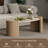 43" Japandi Oval Travertine Stone Top Coffee Table – Double Pedestal Oval Coffee Table with Natural Beige Stone Surface and Engineered Wood Base for Living Room and Lounge