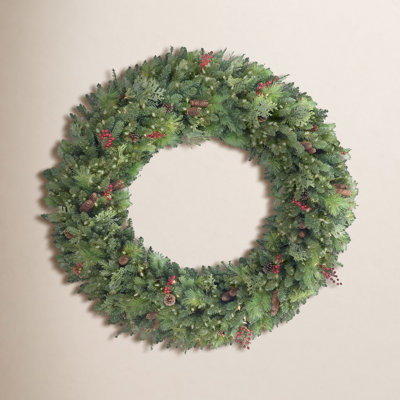 72'' Faux Pine Lighted Wreath
