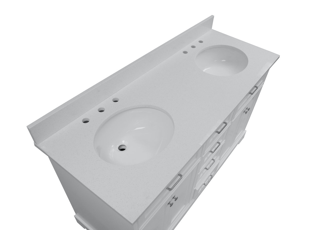 Ronnie 60'' Double Bathroom Vanity, White, Quartz