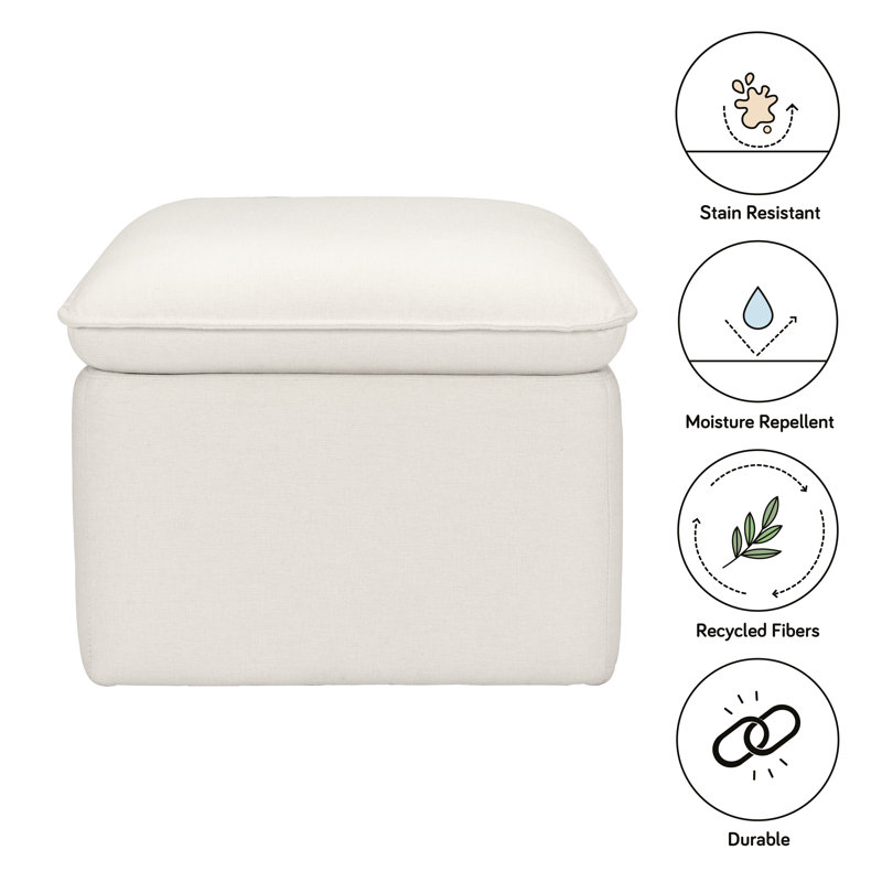 Cali Storage Ottoman, Cream Polyester