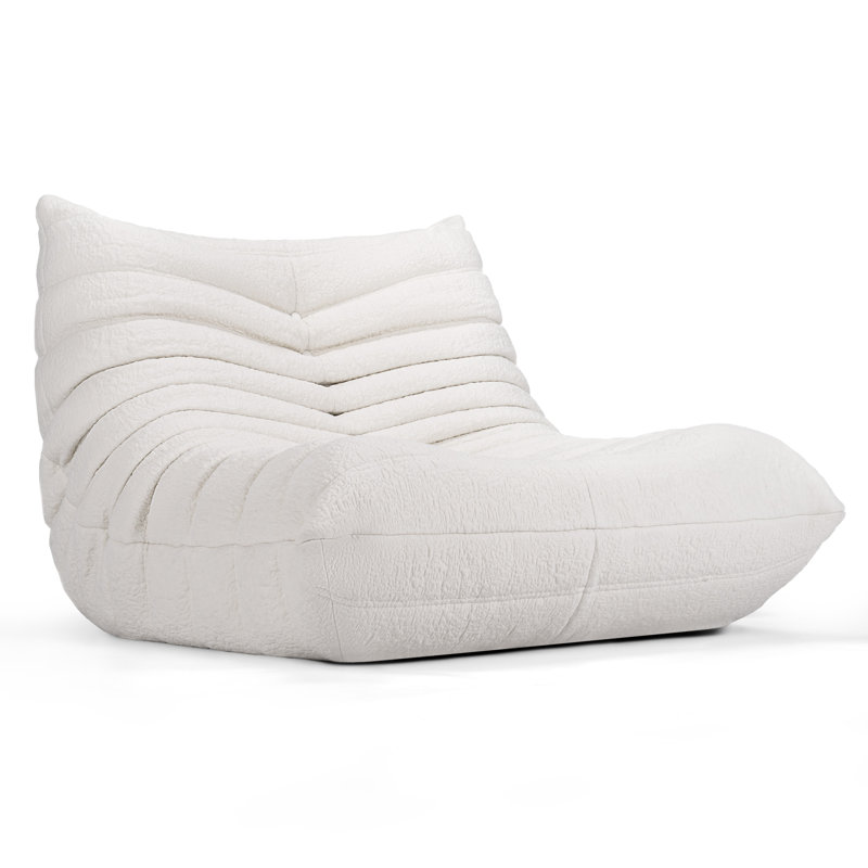 Méridienne à billes Danial, Tissu jacquard blanc