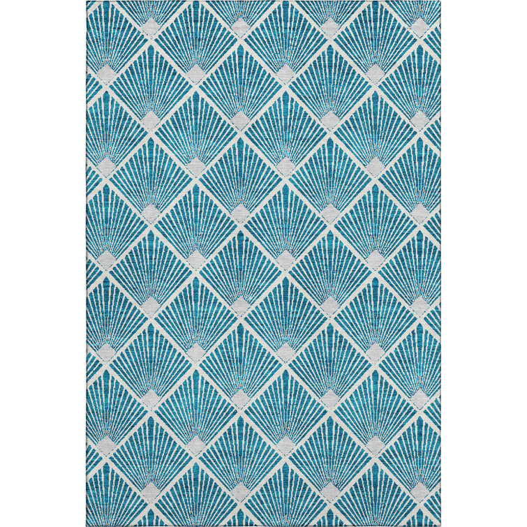 Premium Machine Washable Prisco Teal Rug