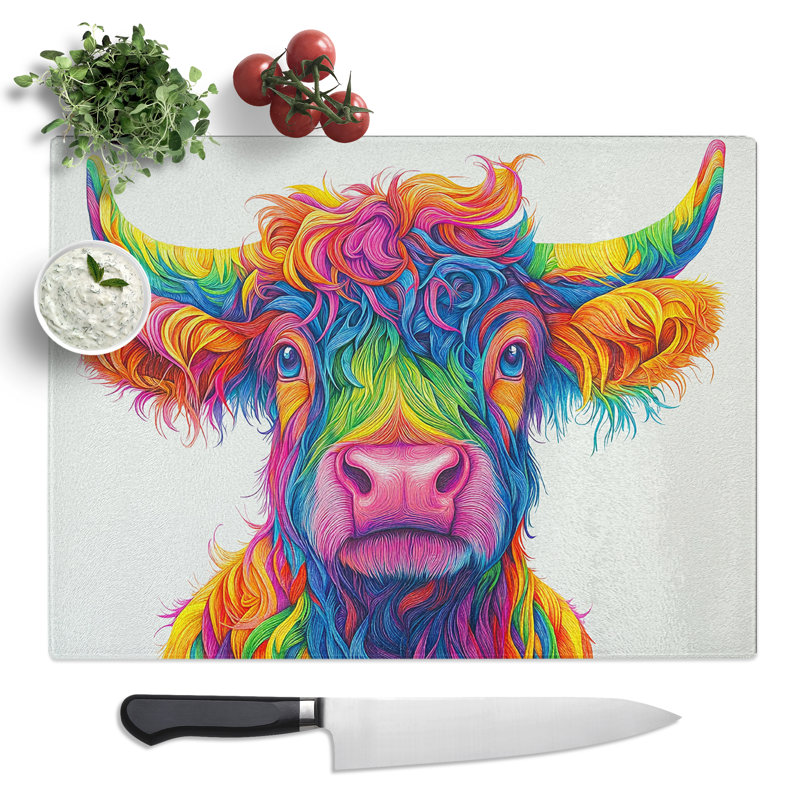 Highland Cow in Colour Vol.3  Glass Chopping Board