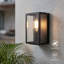 Outdoor Black Square Wall Light, E27 Exterior Sconce, Weatherproof Porch and Garden Lamp 9 Inch/23cm