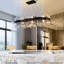 Maebh 35.4" Luxury Dimmable Crystal Chandelier, Modern Matte Black Square/Rectangle Dining Room Chandeliers