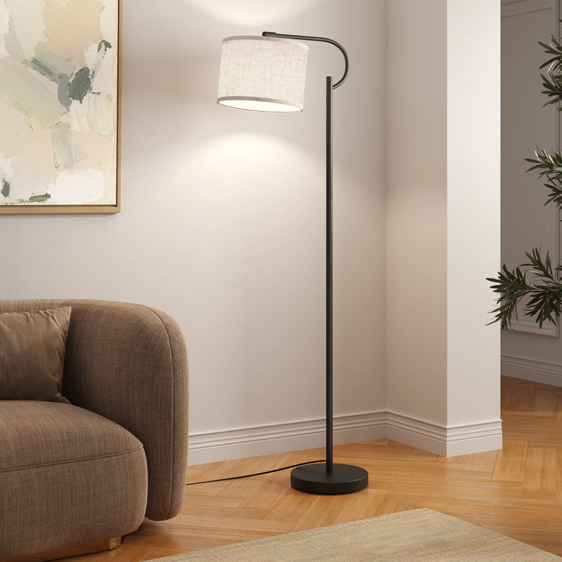 Lampe sur pied arquée 63 "avec ampoule, Noir