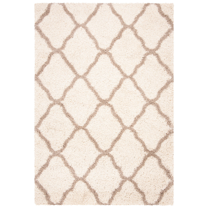 Tapis à motif géométrique ivoire / beige Darrold, Rectangle 5 pi 3 po x 7 pi 6 po