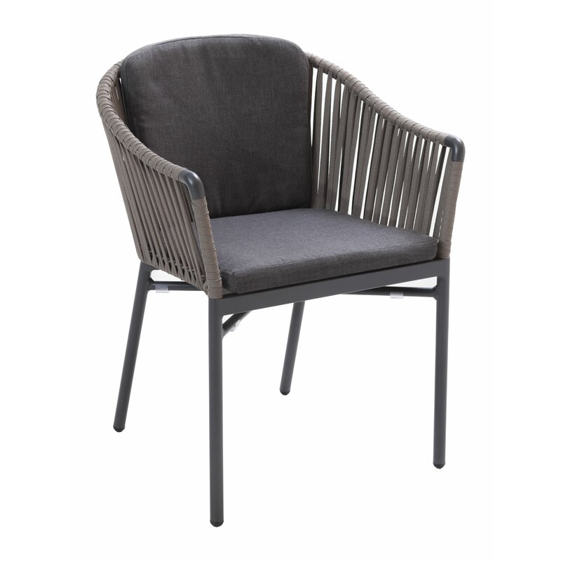 Florida Seating Captiva Metal Outdoor Dining Armchair with Cushion ...