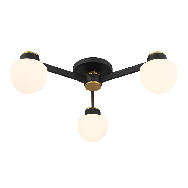 Ollins 3-Light Ceiling Light in Matte Black with Natural Brass