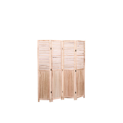 Cloison de séparation pliante en bois massif 4, l 55,2 po x H 65 po, teinte naturelle, charnières en métal pour faciliter le mouvement et rehausser la cloison du décor de la pièce, le ton, la manipulation simple et améliorer l'espace intérieur