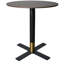 Table de salle à manger ronde en panneau de fibres à densité moyenne avec piédestal en acier inoxydable en forme de X - pour 2 à 3 personnes-114287033-114287039