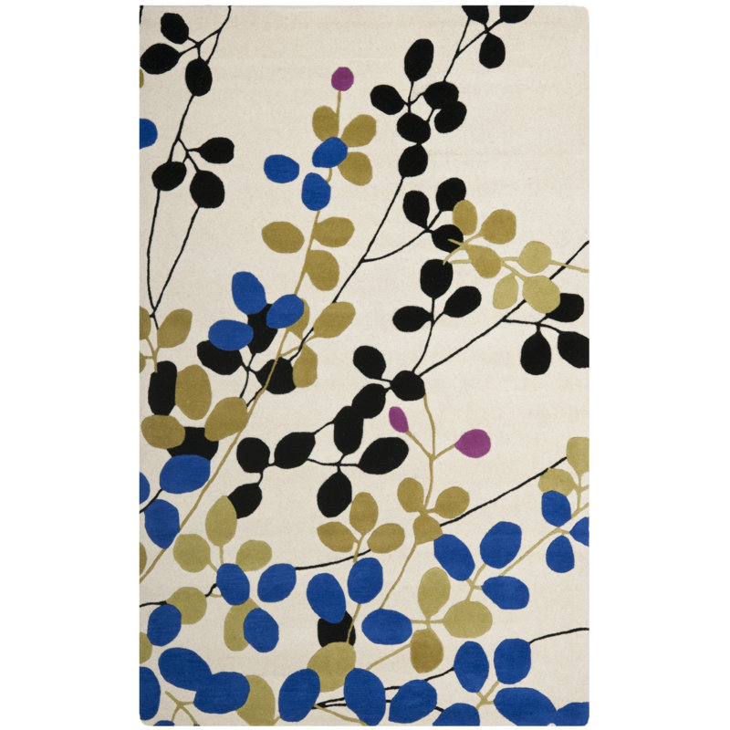 Tapis floral en laine touffeté à la main Candelo, Rectangle 3 pi 6 po x 5 pi 6 po