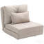 Fauteuil convertible convertible, canapé paresseux, canapé-lit pliant rembourré avec dossier réglable, structure en métal et coussins pour le salon, la chambre à coucher, beige