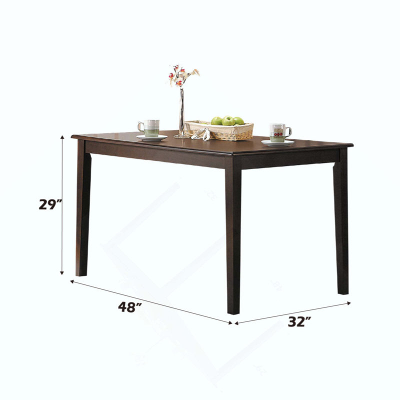 Table de salle à manger avec plateau fixe en bois et pieds fuselés, parfaite pour un repas à la maison élégant et durable.