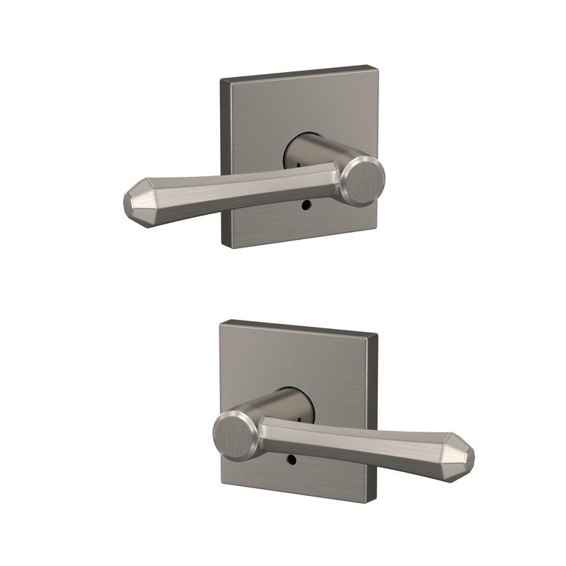 Dempsey Non-Turning Lever with Collins Trim, Satin Nickel
