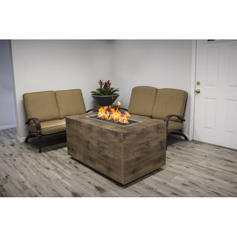 Catalina 24" H x 48" W Concrete Outdoor Fire Pit, Natural Gas, Oak