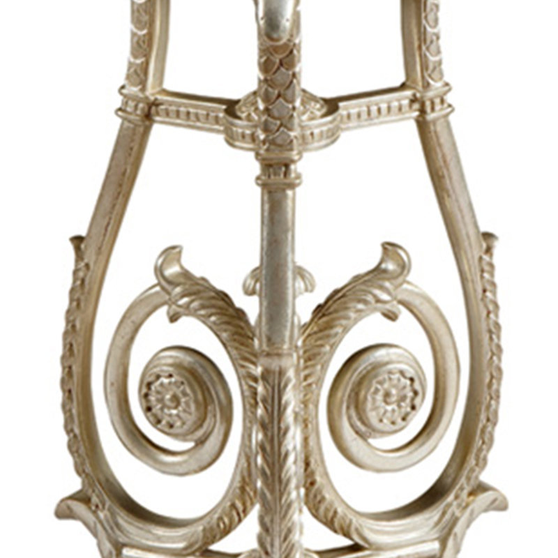 Support à fleurs cygne à trois pattes feuille d'or antique, Argent argent
