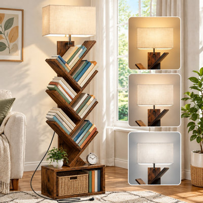Une tour à branches étroites avec 6 niveaux éclairés crée un présentoir à livres et une armoire de rangement autoportants pour les chambres à coucher, les salons ou les bureaux à domicile.