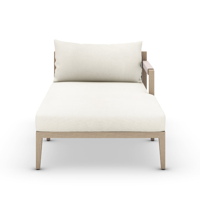 Sherwood Outdoor Chaise Lounge, Weathered Gray/Dark Gray, Polyester Blend Ivory
