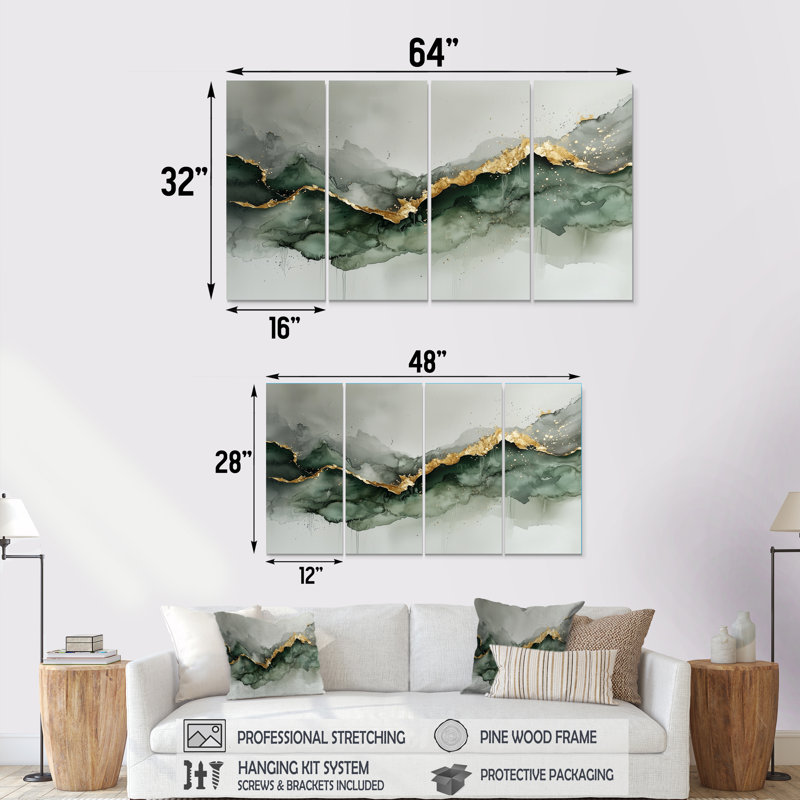 Dillon - Abstract Wall Decor - Modern Wall Art, 32" H x 64" W, 4