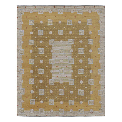 Scandinavian Hand Knotted Wool Geometric Area Rug