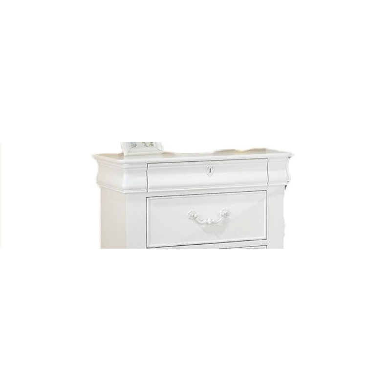 Table de chevet 3 en blanc avec plateau en feutre et 18 tiroirs cachés avec finition en bois 25,45 po