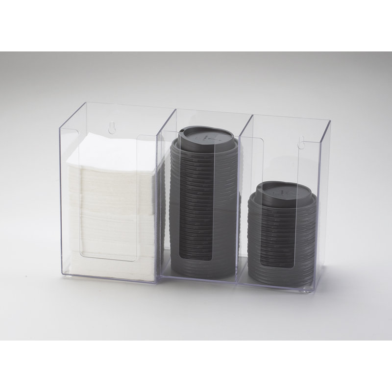 Rangement classique à 3 sections pour tasse, couvercle et serviette, Transparent