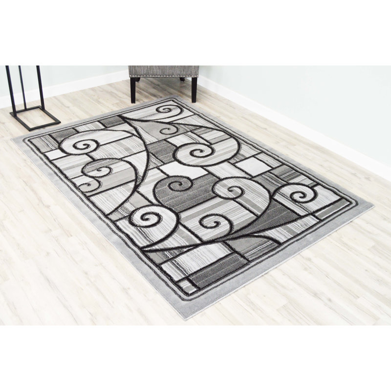 Tapis gris / noir Cosper, Rectangle 5 pi x 7 pi