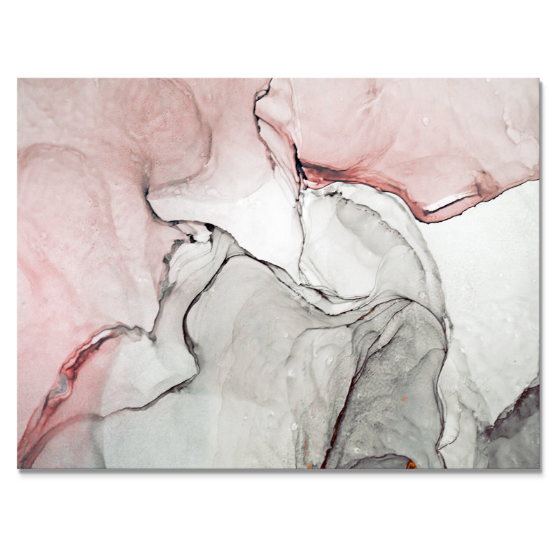 Art mural sur toile luxueux rose gris marbré II, H 30 po x l 40 po, Toile tendue, Sans cadre