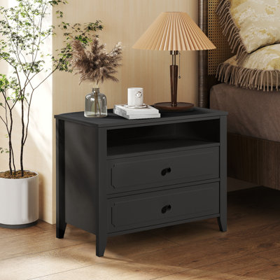 29.9" W Wood Nightstand With Two Drawers by Winston Porter
