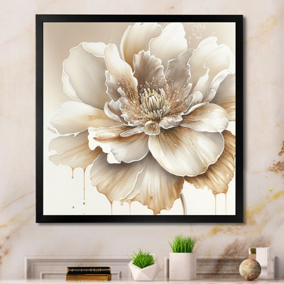 Blooming Beige Floral Design II - Floral Canvas Print Wall Art