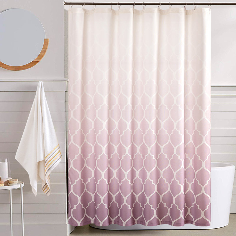 Ombre Pattern Fabric Shower Curtain, Quatrefoil Purple