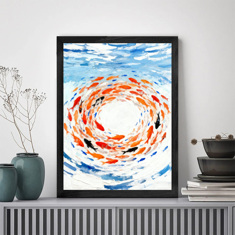 Reproduction d'art encadrée noire rétro petit vortex, H 37 po x l 25 po