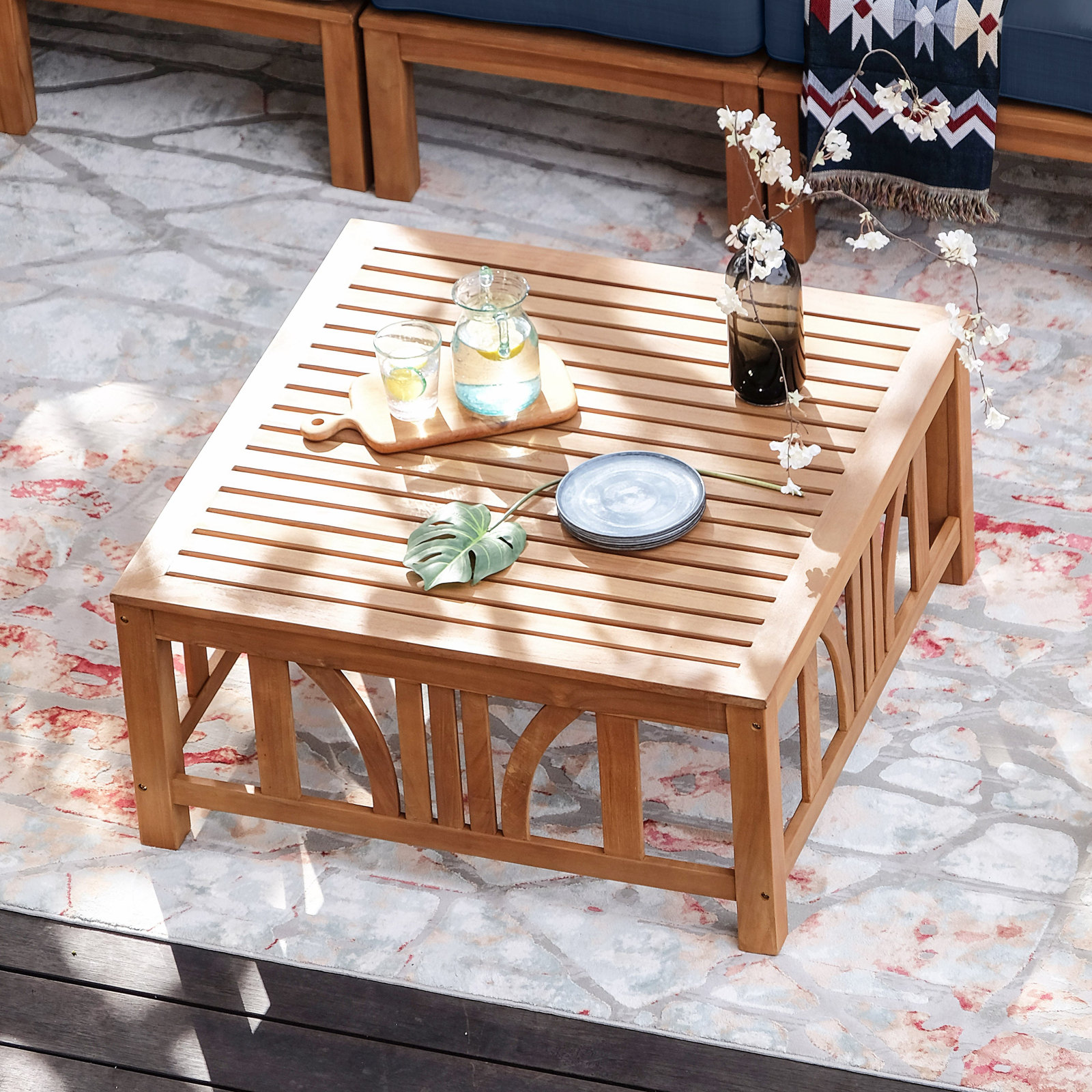 Malena 5-Person Teak Patio Seating Group, Navy