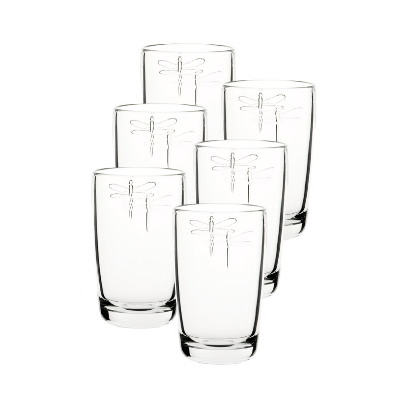 14oz Clear Dragonfly Embossed Highball Glass Set of 6