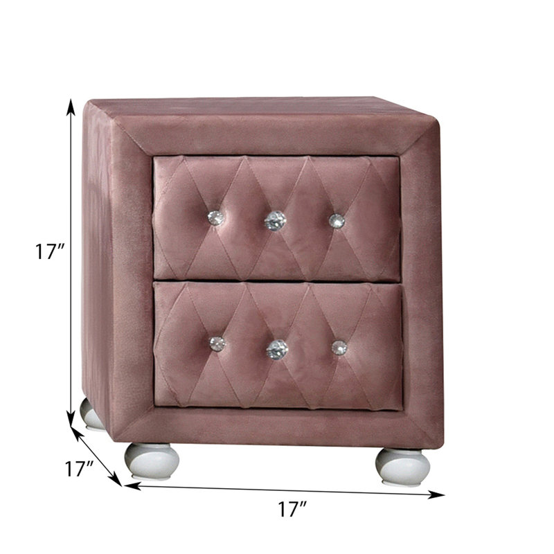 Table de chevet rose avec mécanisme coulissant en métal - lisse et fonctionnelle 2 pour un rangement spacieux de style moderne