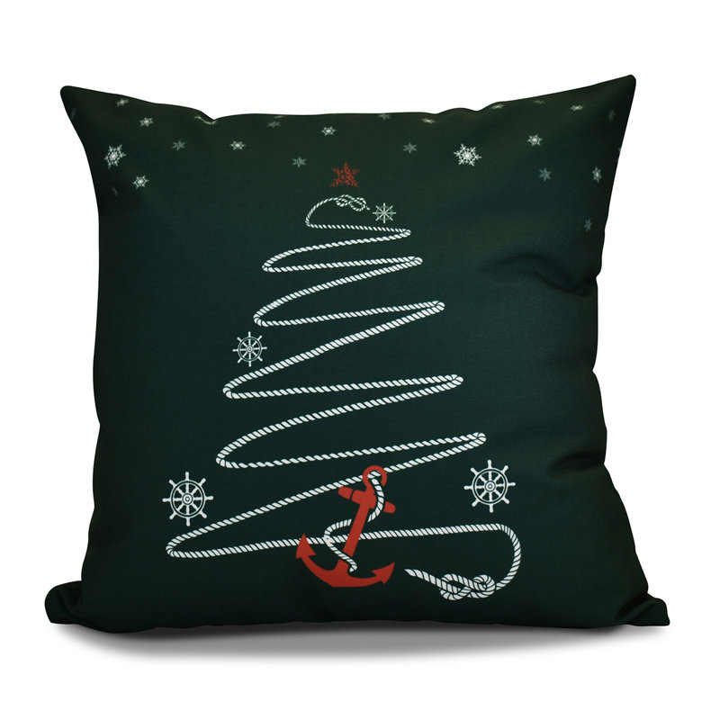 Housse et insert de coussin décoratif d'extérieur Coastal Christmas, H 20 po x l 20 po, Vert foncé